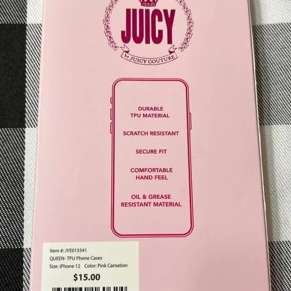 NWT Juicy Couture iPhone 12 Case Queen Carnation Pink & White Durable Comfy Feel - Picture 3 of 7